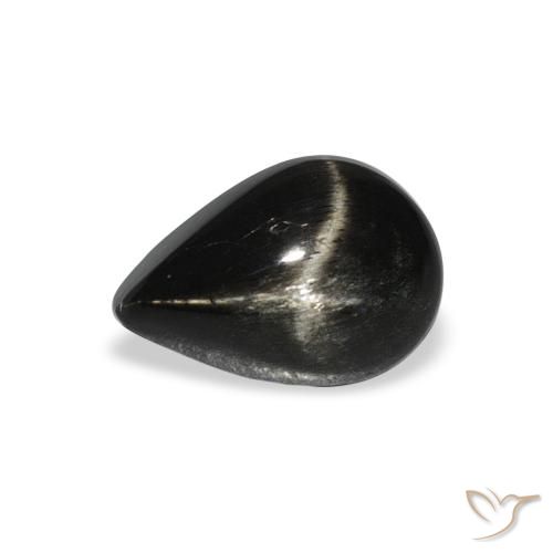 Diopside étoilé Noire naturelle En forme de poire, 2.46 ct, Opaque
