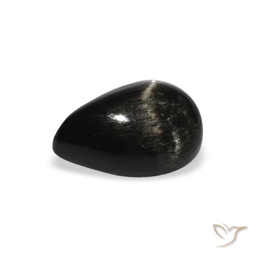 Diopside étoilé Noire naturelle En forme de poire, 2.46 ct, Opaque