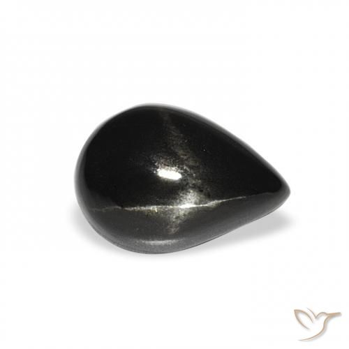 Diopside étoilé Noire naturelle En forme de poire, 2.91 ct, Opaque
