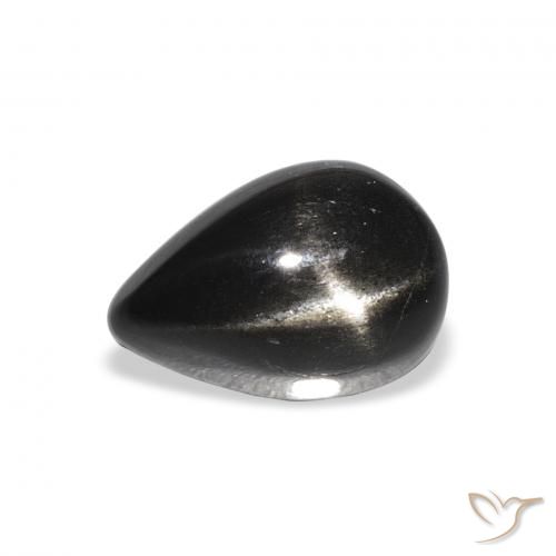 Diopside étoilé Noire naturelle En forme de poire, 2.44 ct, Opaque