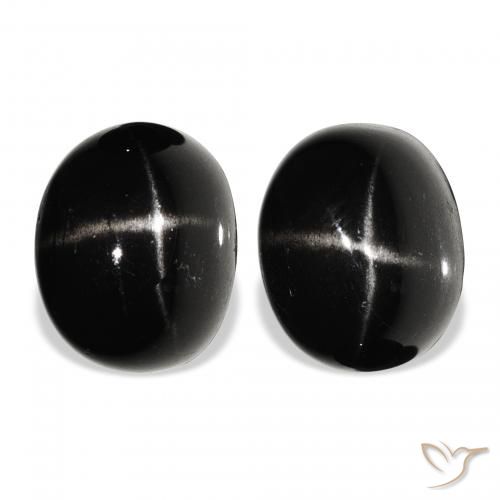 12.53ctw Naturel Noire Diopside étoilé, ovale, Opaque