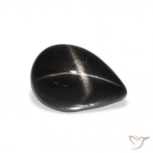 Diopside étoilé Noire naturelle En forme de poire, 2.66 ct, Opaque