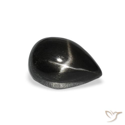 Diopside étoilé Noire naturelle En forme de poire, 3.33 ct, Opaque