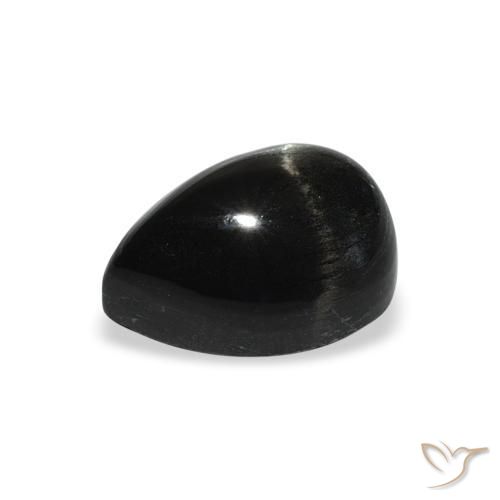 Diopside étoilé Noire naturelle En forme de poire, 3.33 ct, Opaque