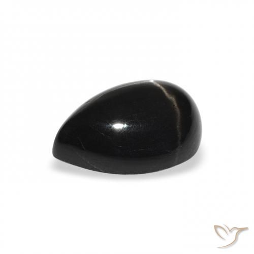 Diopside étoilé Noire naturelle En forme de poire, 2.37 ct, Opaque