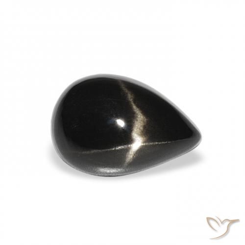 Diopside étoilé Noire naturelle En forme de poire, 2.63 ct, Opaque