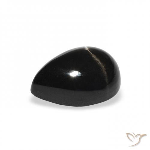 Diopside étoilé Noire naturelle En forme de poire, 2.63 ct, Opaque