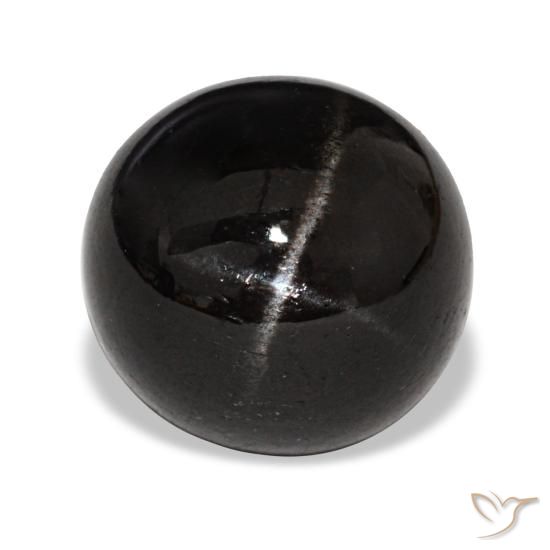 Diopside étoilé noir naturelle coupe roude, 4,65 ct, opaque