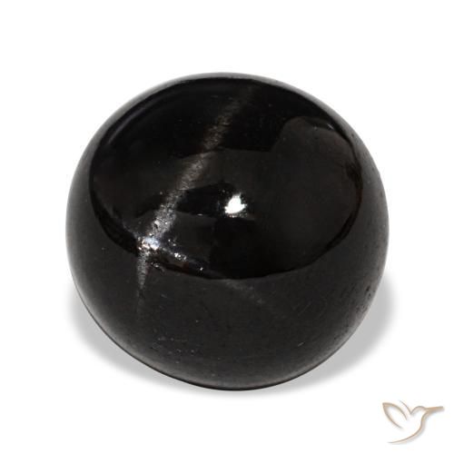 Diopside étoilé noir naturelle coupe roude, 4,65 ct, opaque