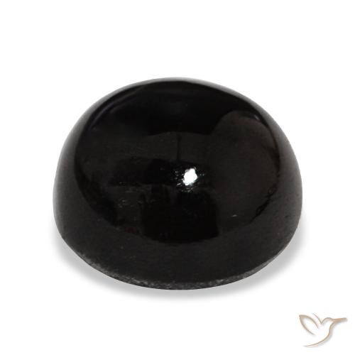 Diopside étoilé noir naturelle coupe roude, 4,65 ct, opaque
