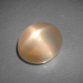 Pierre de lune étoilée orange naturelle transparent, 6,83 ct, transparent / translucide