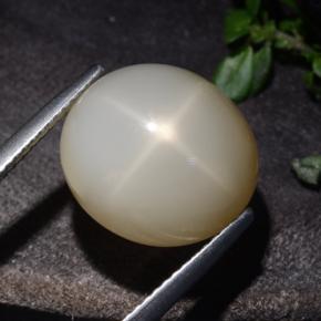 Pierre de lune étoilée crème naturelle coupe ovale, 10,60 ct, translucide