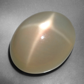 Pierre de lune étoilée crème naturelle coupe ovale, 34,76 ct, translucide