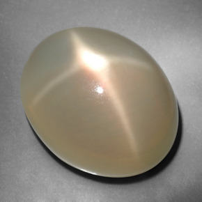 Pierre de lune étoilée crème naturelle coupe ovale, 34,76 ct, translucide