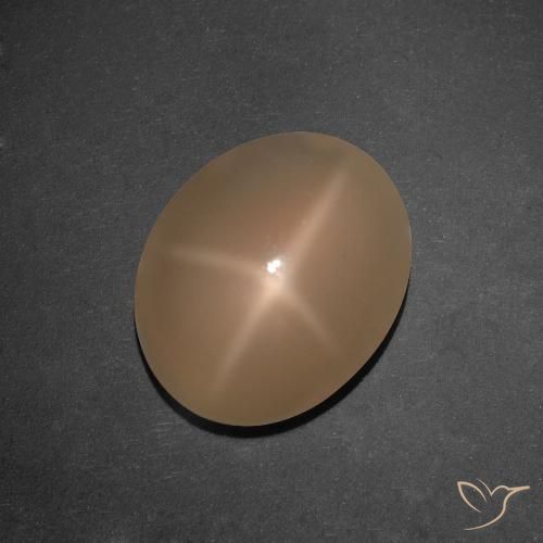 Pierre de lune étoilée Orange moyen-foncé naturelle Coupe ovale, 5.92 ct, Translucide