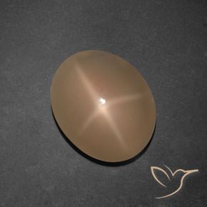 Pierre de lune étoilée Orange moyen-foncé naturelle Coupe ovale, 5.92 ct, Translucide