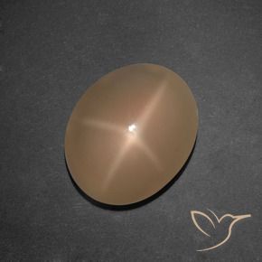 Pierre de lune étoilée Orange moyen-foncé naturelle Coupe ovale, 5.92 ct, Translucide