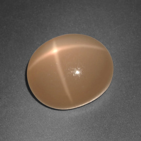 Pierre de lune étoilée orange naturelle coupe ovale, 5,77 ct, translucide