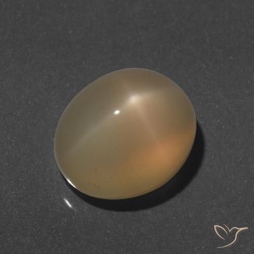 9.66ct Naturel Doré pêche léger Pierre de lune étoilée, ovale, Translucide, Photo A