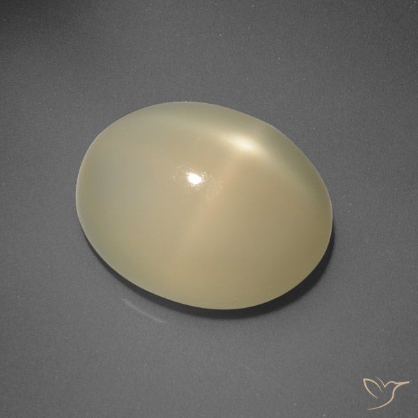 5.83ct Naturel Jaune clair Pierre de lune étoilée, ovale, Translucide, Photo A