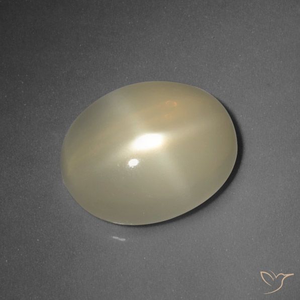 5.66ct Naturel Jaune clair Pierre de lune étoilée, ovale, Translucide