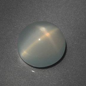Pierre de lune étoilée blanc naturelle coupe roude, 7,44 ct, translucide