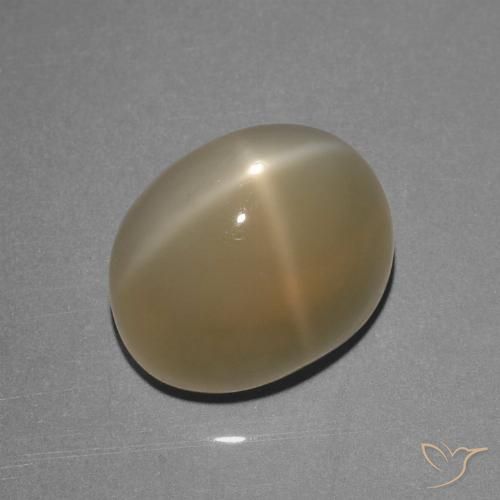 8.39ct Naturel Brun pâle Pierre de lune étoilée, ovale, Translucide, Photo A