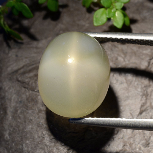 Pierre de lune étoilée blanc naturelle coupe ovale, 11,40 ct, translucide