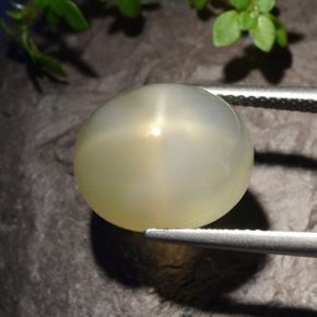 Pierre de lune étoilée blanc naturelle coupe ovale, 11,40 ct, translucide