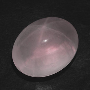 Quartz rose étoilé rose naturelle coupe ovale, 42,71 ct, transparent