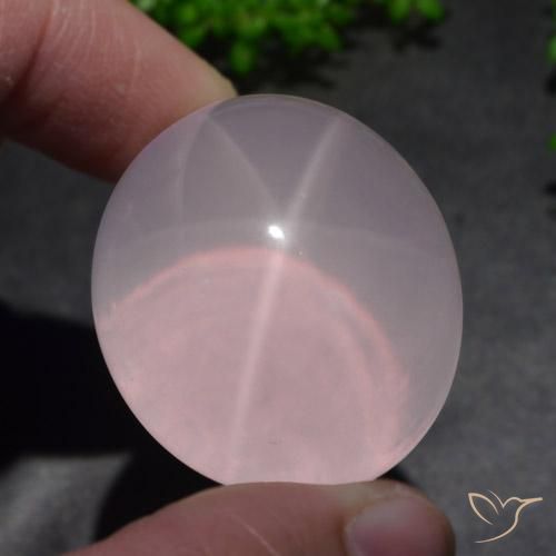 Quartz rose étoile ovale de 156,55 ct, 32,1 x 28,3 mm d'Afrique du Sud, Photo A
