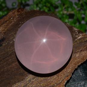 Quartz rose étoilé Rose naturelle Coupe roude, 37.91 ct, Translucide