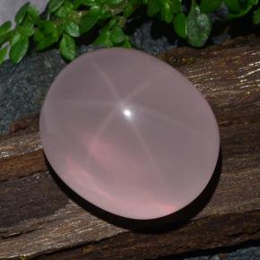 Quartz rose étoilé Rose naturelle Coupe ovale, 29.56 ct, Translucide