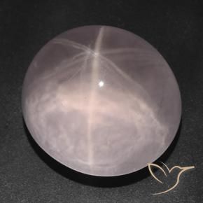 Quartz rose étoilé Rose corail naturelle ovale, 73.83 ct, Transparent