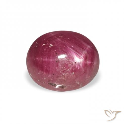 Rubis étoilé Pourpre de baies roses naturelle ovale, 3.43 ct, Opaque