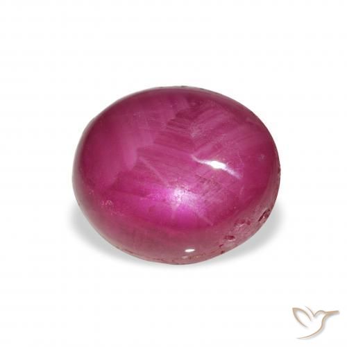 Rubis étoilé Pourpre de baies roses naturelle ovale, 6.42 ct, Opaque