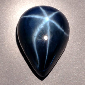Saphir étoilé bleue naturelle en forme de poire, 9,60 ct, opaque