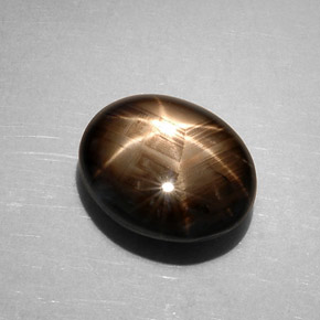Saphir étoilé noir naturelle coupe ovale, 7,59 ct, opaque