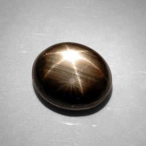 Saphir étoilé noir naturelle coupe ovale, 11,17 ct, opaque