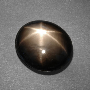 Saphir étoilé noir naturelle coupe ovale, 13,78 ct, opaque