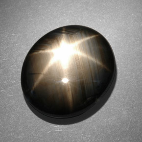 Saphir étoilé noir naturelle coupe ovale, 13,06 ct, opaque