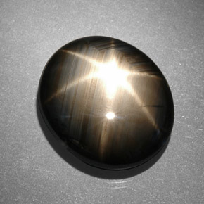 Saphir étoilé noir naturelle coupe ovale, 13,06 ct, opaque