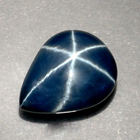 Saphir étoilé bleue naturelle en forme de poire, 2,53 ct, opaque