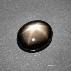 Saphir étoilé noir naturelle coupe ovale, 7,88 ct, opaque