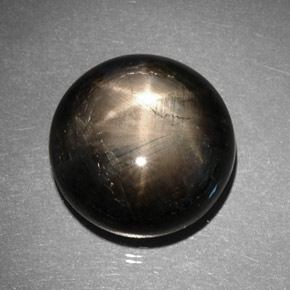 Saphir étoilé noir naturelle coupe roude, 29,57 ct, opaque