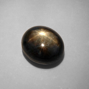 Saphir étoilé noir naturelle coupe ovale, 12,34 ct, opaque