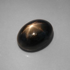 Saphir étoilé noir naturelle coupe ovale, 12,08 ct, opaque