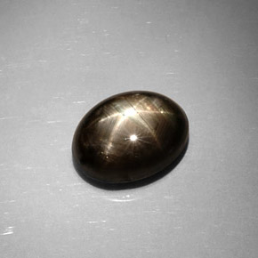 Saphir étoilé noir naturelle coupe ovale, 6,59 ct, opaque