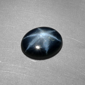 Saphir Étoilé Bleu foncé naturelle Coupe ovale, 1.56 ct, Translucide