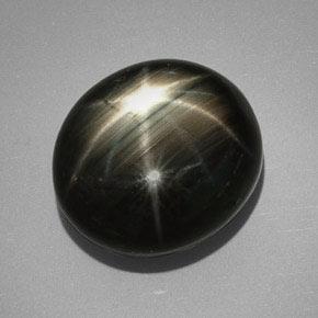 Saphir étoilé noir naturelle coupe ovale, 32,25 ct, opaque